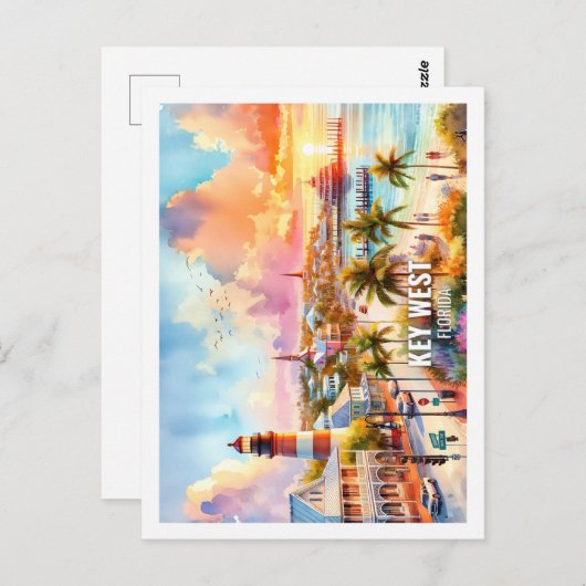 Key West Florida USA Fantastischer Place Wasserfar Postkarte (Vorne/Hinten)