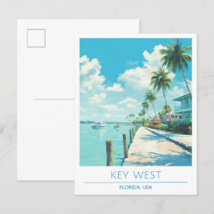 Key West Florida USA Kunst Vintage Reise Postkarte