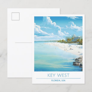 Key West Florida USA Kunst Vintage Reise  Postkarte