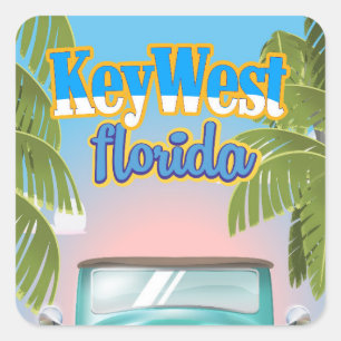Key West, Florida USA Vintage Reiseplakat Quadratischer Aufkleber