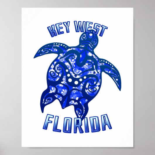 Key West Florida Vacation Tribal Turtle Poster (Vorne)