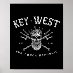 Key West Florida Vintage Poseidon Conch Republik Poster