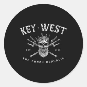 Key West Florida Vintage Poseidon Conch Republik Runder Aufkleber