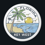 Key West Florida Vintages Emblem Magnet<br><div class="desc">Wichtigstes westliches Vektorkunstdesign. Key West,  eine US-Inselstadt,  ist Teil des Florida Keys Archipels.</div>