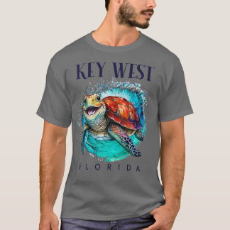 Key West Florida Wasserfarbe Happy Sea Turtle T-Shirt