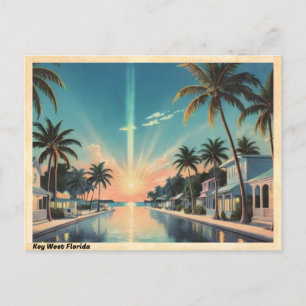 Key West Florida Wasserfront Sonnenuntergang Vinta Postkarte
