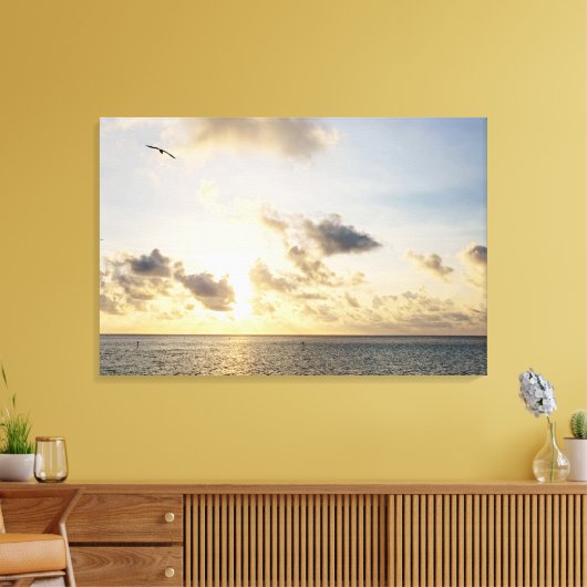 Key West Golden Sunset mit Vogel Flying Leinwanddruck (Insitu (Wohnzimmer))