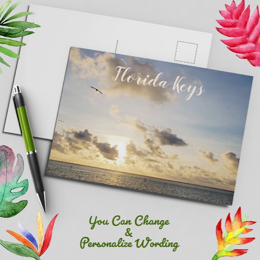 Key West Golden Sunset mit Vogel Flying Postkarte