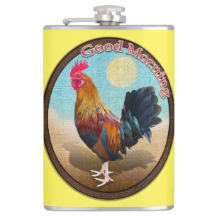 Key West - Gypsy Rooster Guten Morgen Vintage Oval Flachmann