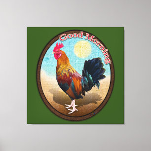 Key West - Gypsy Rooster Guten Morgen Vintage Oval Leinwanddruck