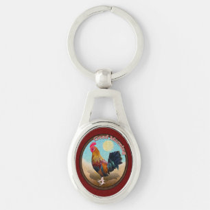 Key West - Gypsy Rooster Guten Morgen Vintage Oval Schlüsselanhänger