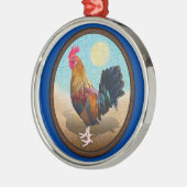 Key West - Gypsy Rooster Vintage Oval Ornament Aus Metall (Links)
