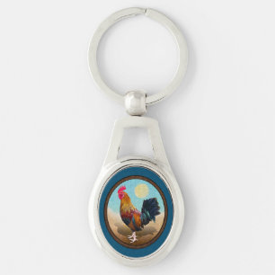 Key West - Gypsy Rooster Vintage Oval Schlüsselanhänger