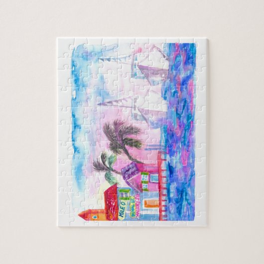 Key West harbour and ships at sunset Puzzle (Vertikal)