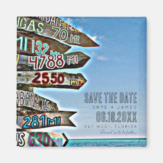 Key West Hochzeit in Urlaubsort Save the Date Magnet (Vorne)