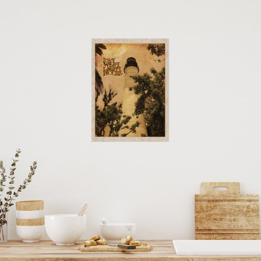 Key West Lighthouse Vintages Foto Poster (Küche)