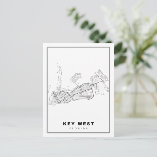 Key West Map Postkarte (Stehend Vorderseite)