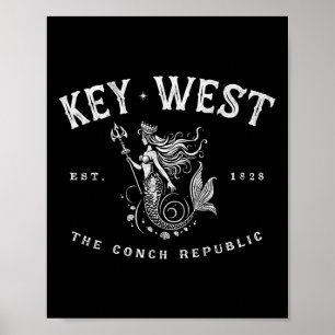 Key West Meerjungfrau Conch Republik Vintage Scuby Poster