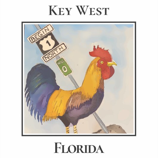 Key West, Meilenstein 0, Hahn, Florida Aufkleber (Vorderseite)
