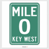 Key West Mile 0, Florida USA Aufkleber (Blatt)