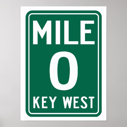 Key West Mile 0, Florida USA Poster (Vorne)