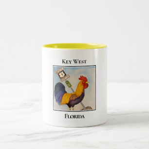Key West, Mile Marker 0, Rooster, Florida Zweifarbige Tasse