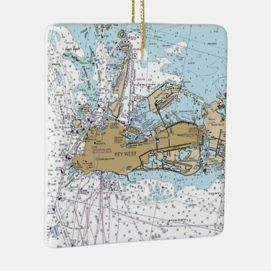 Key West Nautic Sailing Chart Keramikornament (Rechts)