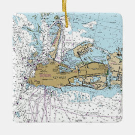 Key West Nautic Sailing Chart Keramikornament