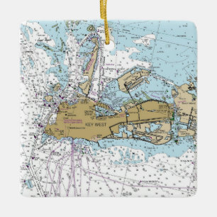 Key West Nautic Sailing Chart Keramikornament