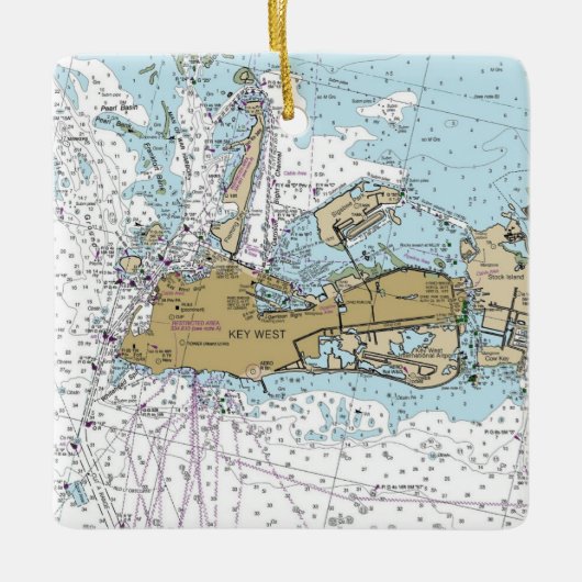 Key West Nautic Sailing Chart Keramikornament (Vorderseite)
