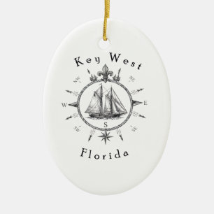 Key West Nautischer Segelkompass Reisender Segler Keramik Ornament