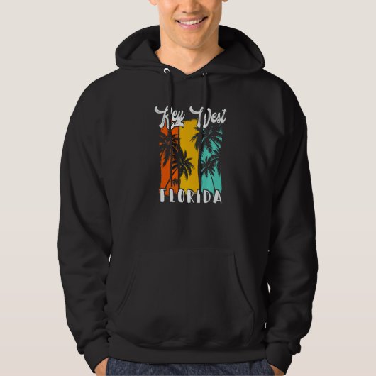 Key West Palm Trees Beach Florida Retro Vacation F Hoodie (Vorderseite)