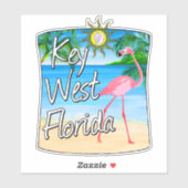 Key West Pink Flamingo Florida Keys Aufkleber (Blatt)