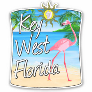 Key West Pink Flamingo Florida Keys Aufkleber