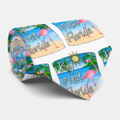 Key West Pink Flamingo Florida Keys Krawatte (Gerollt)