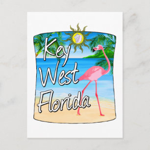 Key West Pink Flamingo Florida Keys Postkarte