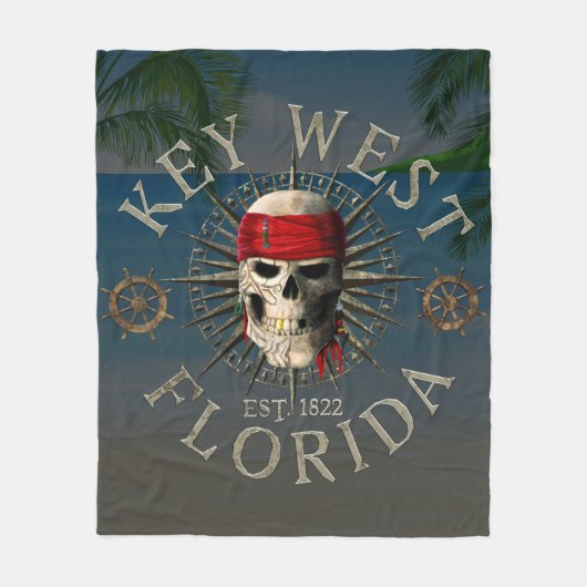 Key West Pirate Skull Fleecedecke (Vorderseite)