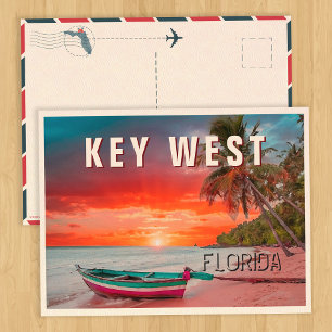 Key West Postkarte Florida Palme Strand Vintage