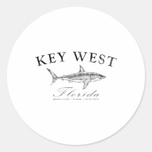 Key West Shark T-Shirt für Angeln, Booten, Tauchen Runder Aufkleber