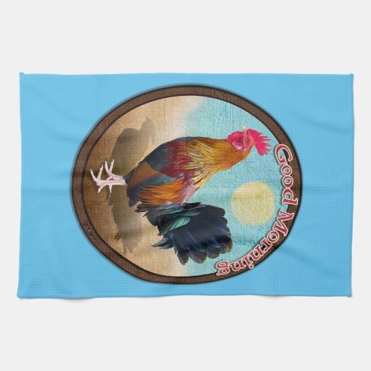 Key West - Sinti und Roma Rooster Guten Morgen Vin Geschirrtuch (Horizontal)