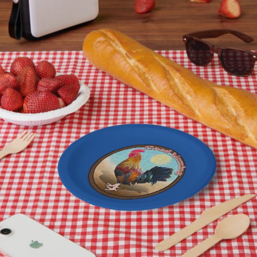 Key West - Sinti und Roma Rooster Guten Morgen Vin Pappteller (Picknick)