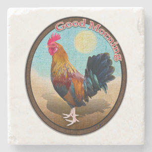 Key West - Sinti und Roma Rooster Guten Morgen Vin Steinuntersetzer