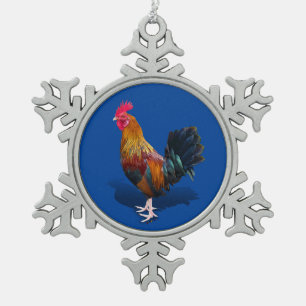 Key West - Sinti und Roma Rooster Schneeflocken Zinn-Ornament