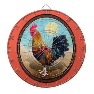 Key West - Sinti und Roma Rooster Vintag Oval Dartscheibe