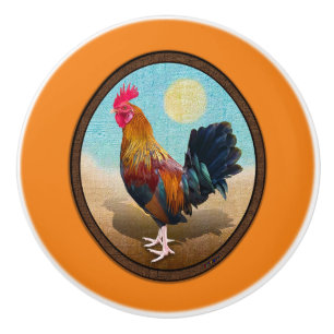 Key West - Sinti und Roma Rooster Vintag Oval Keramikknauf