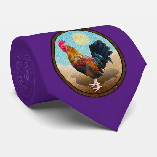 Key West - Sinti und Roma Rooster Vintag Oval Krawatte (Gerollt)