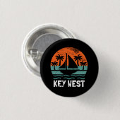 Key West Sonnenuntergang Retro Urlaub Button (Vorne & Hinten)