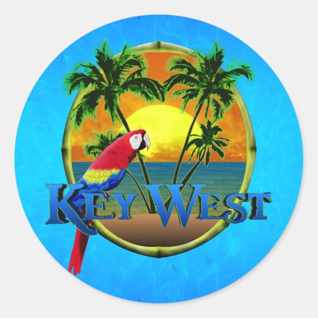 Key West-Sonnenuntergang Runder Aufkleber (Vorderseite)