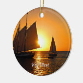 Key West, Sonnenuntergang und Segelboote, Keramik Ornament (Links)