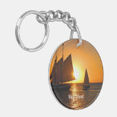 Key West, Sonnenuntergang und Segelboote, Schlüsselanhänger (Vorderseite links)